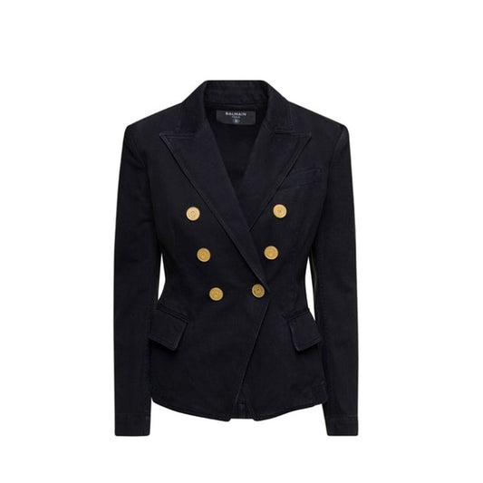 Double-Breasted Denim Blazer