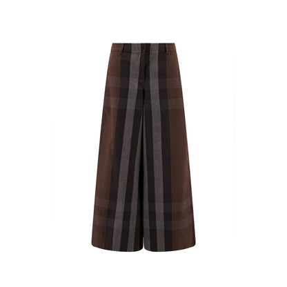 Checked Wide Leg Canvas Pants