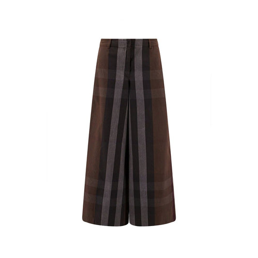 Checked Wide Leg Canvas Pants