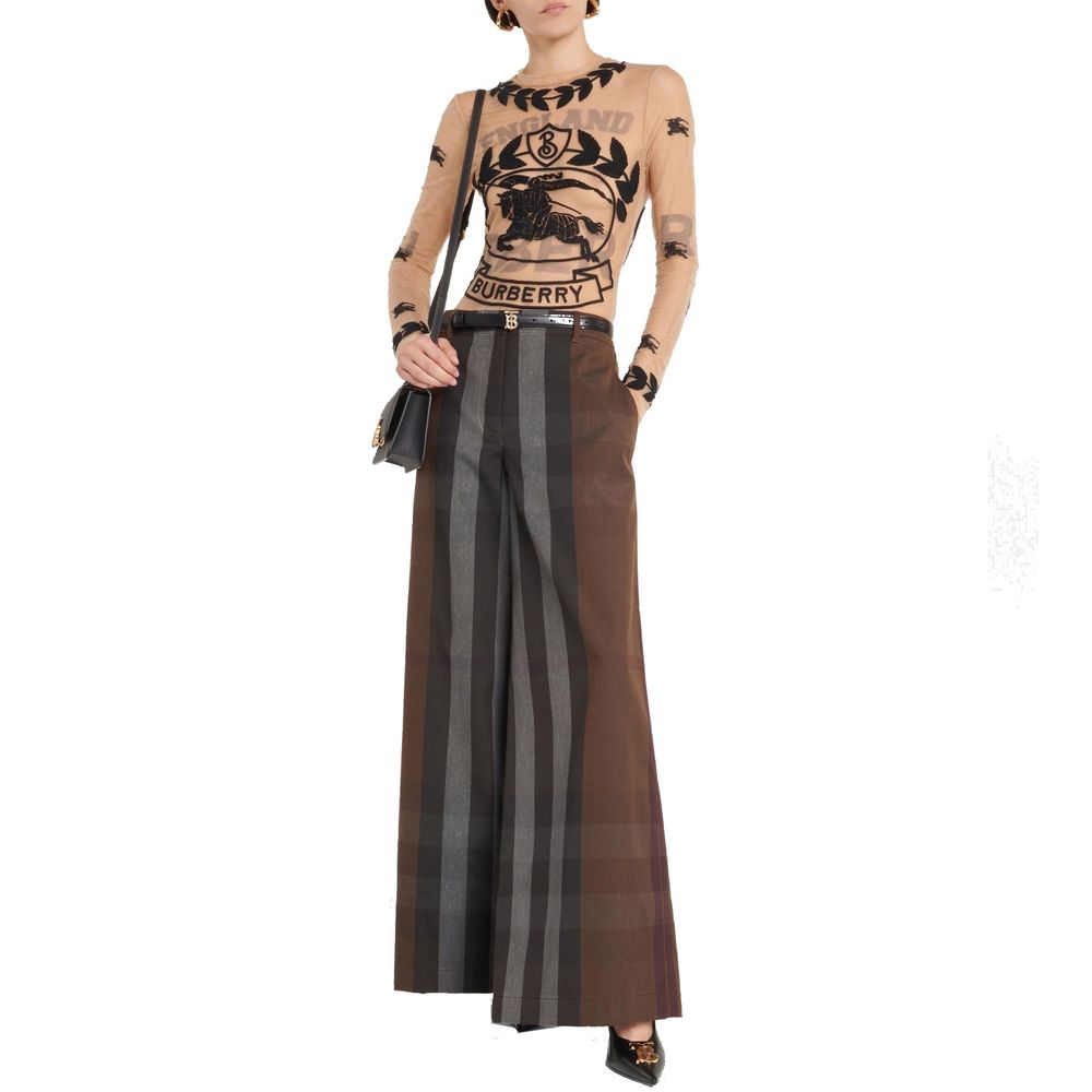 Checked Wide Leg Canvas Pants