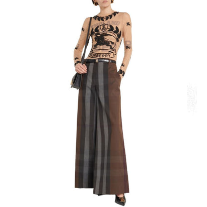 Checked Wide Leg Canvas Pants