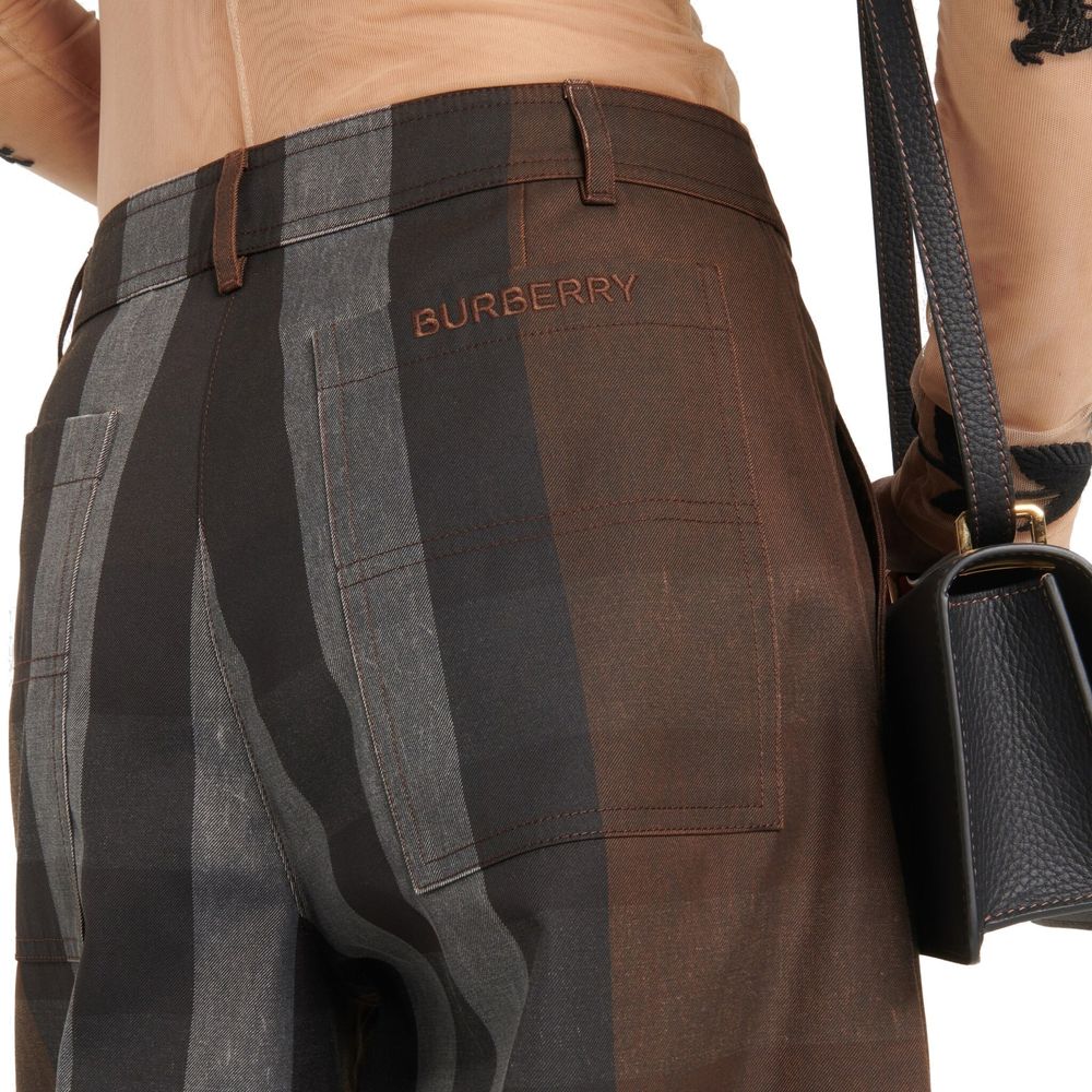 Checked Wide Leg Canvas Pants