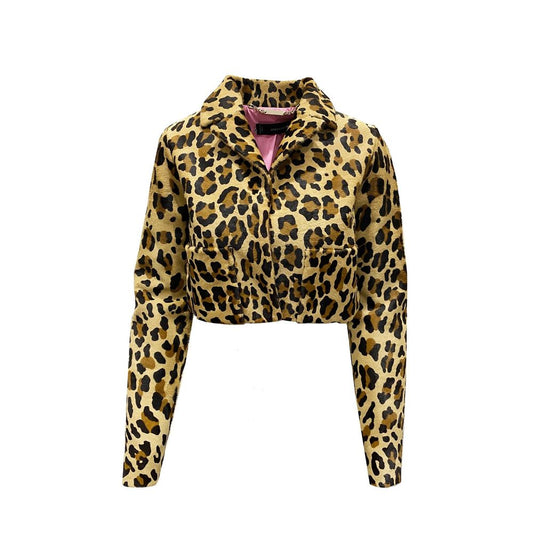 Leopard Calf Hair Cropped Jacket
