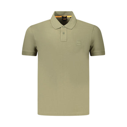 Green Cotton Men Polo Shirt
