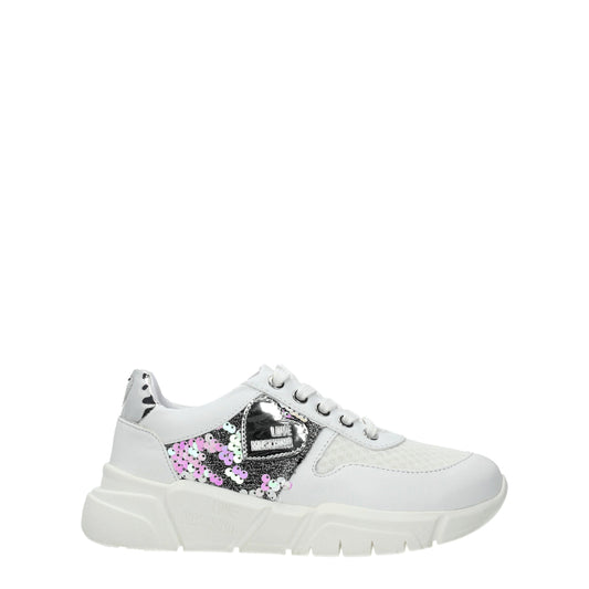 White Fabric Sneakers