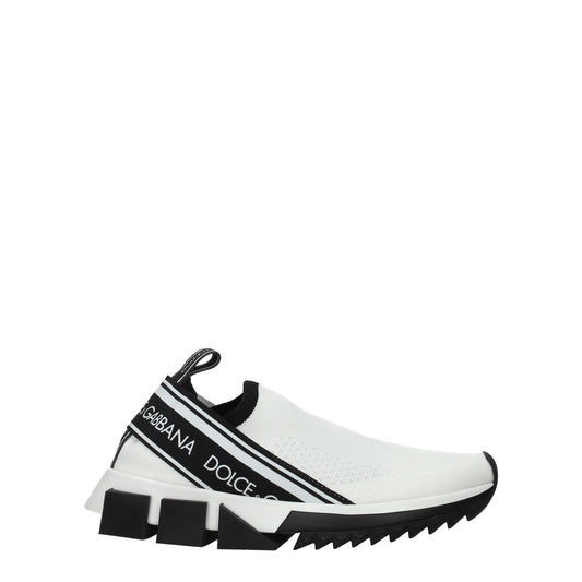 White Fabric Sneakers