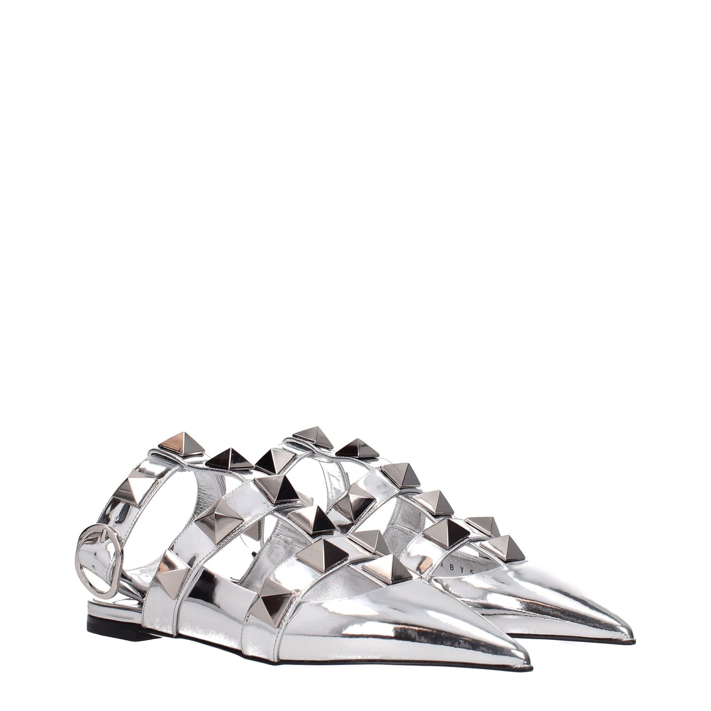 Gray Leather Flat Sandals