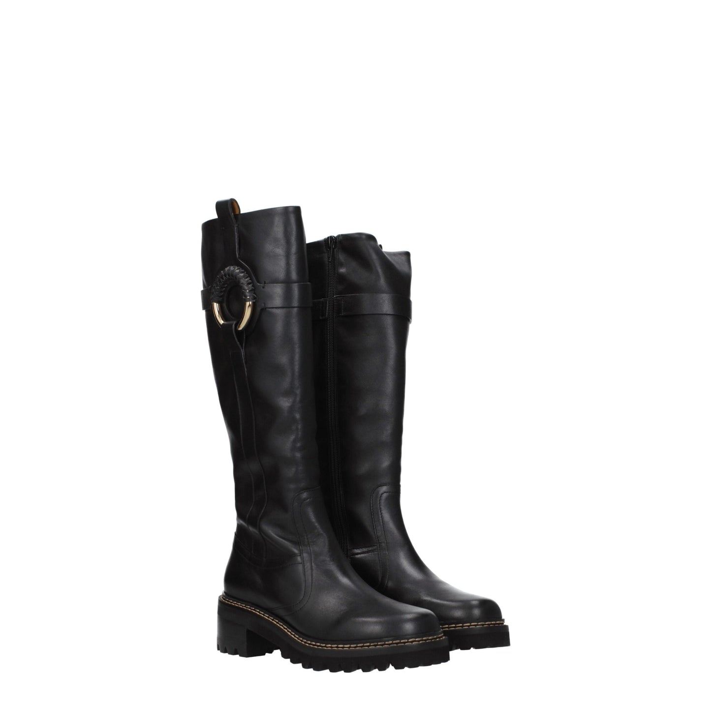 Bota de piel negra