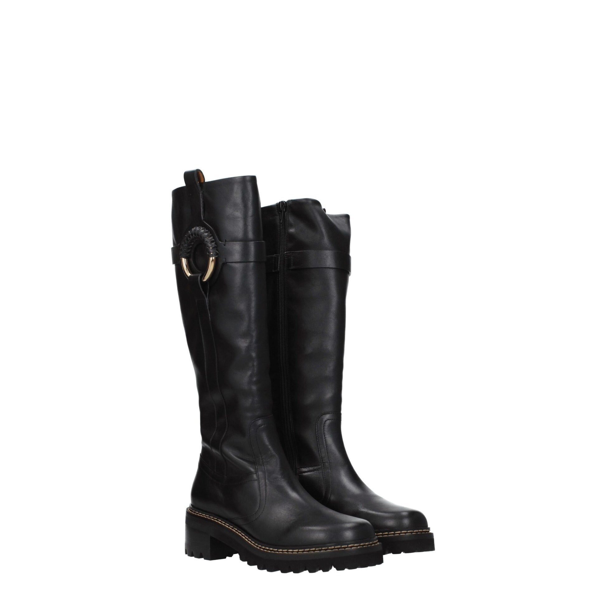 Bota de piel negra