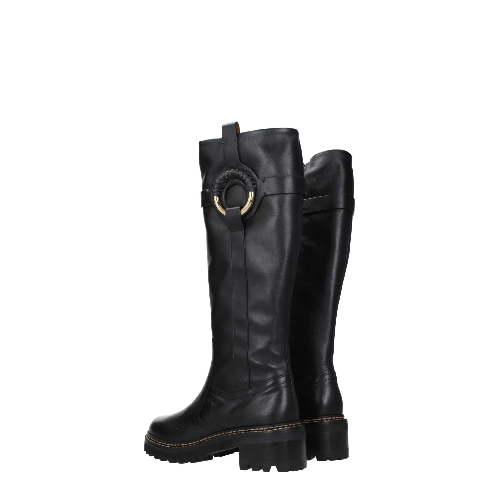 Bota de piel negra
