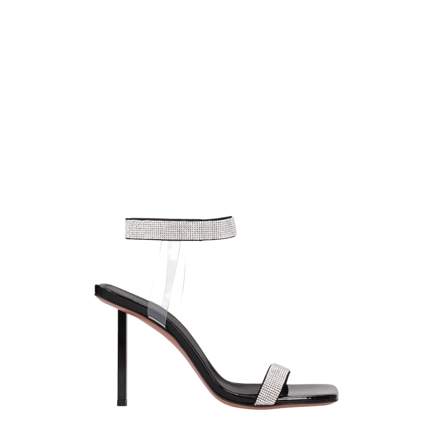 Black Crystals Stiletto Heels Sandals