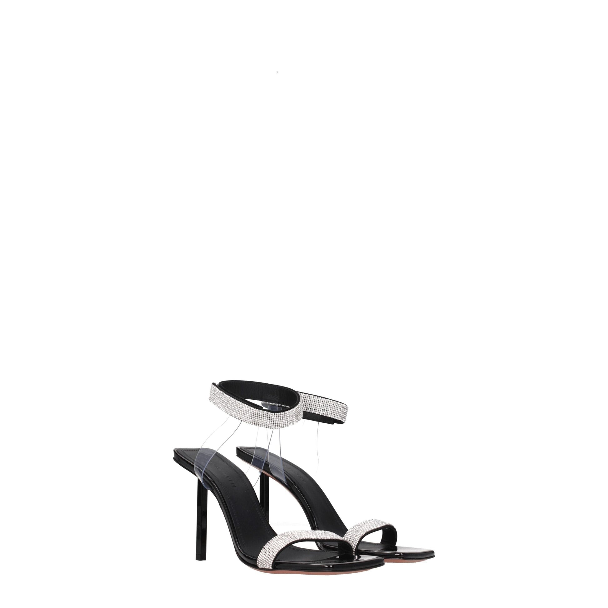 Black Crystals Stiletto Heels Sandals