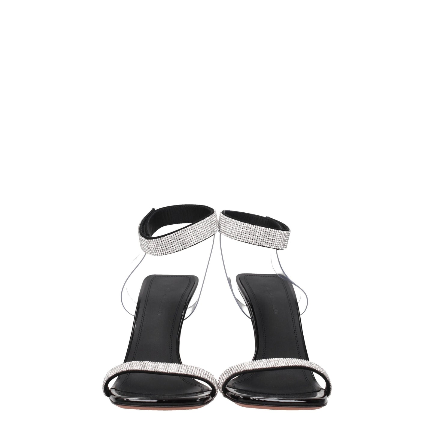 Black Crystals Stiletto Heels Sandals