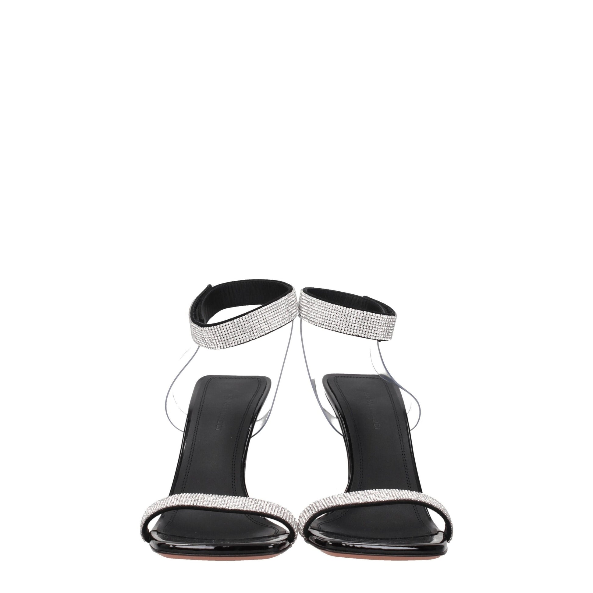 Black Crystals Stiletto Heels Sandals