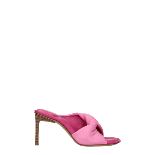 Pink Leather Stiletto Heels Sandals