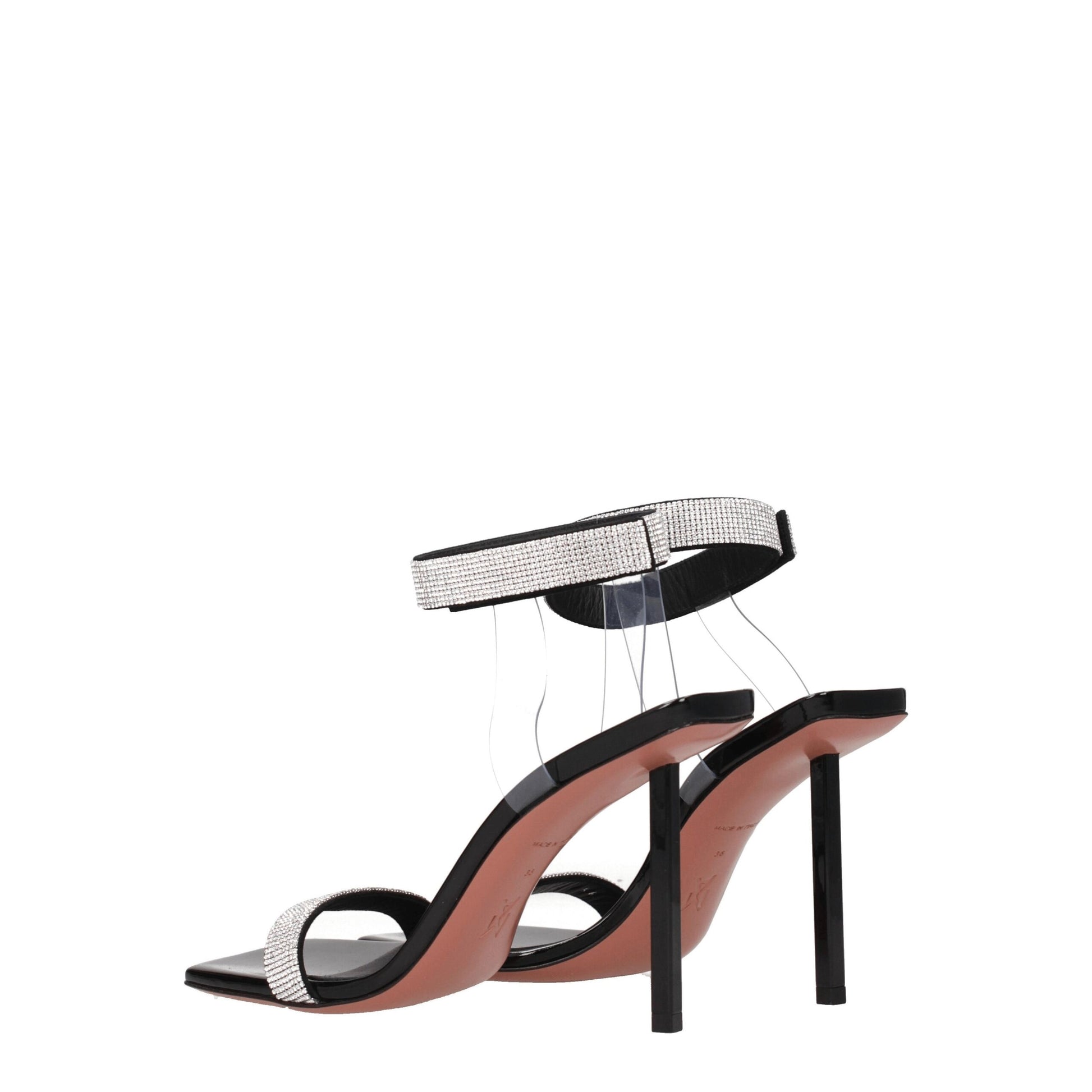 Black Crystals Stiletto Heels Sandals