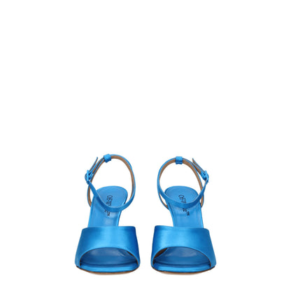 Blue Satin Stiletto Heels Sandals