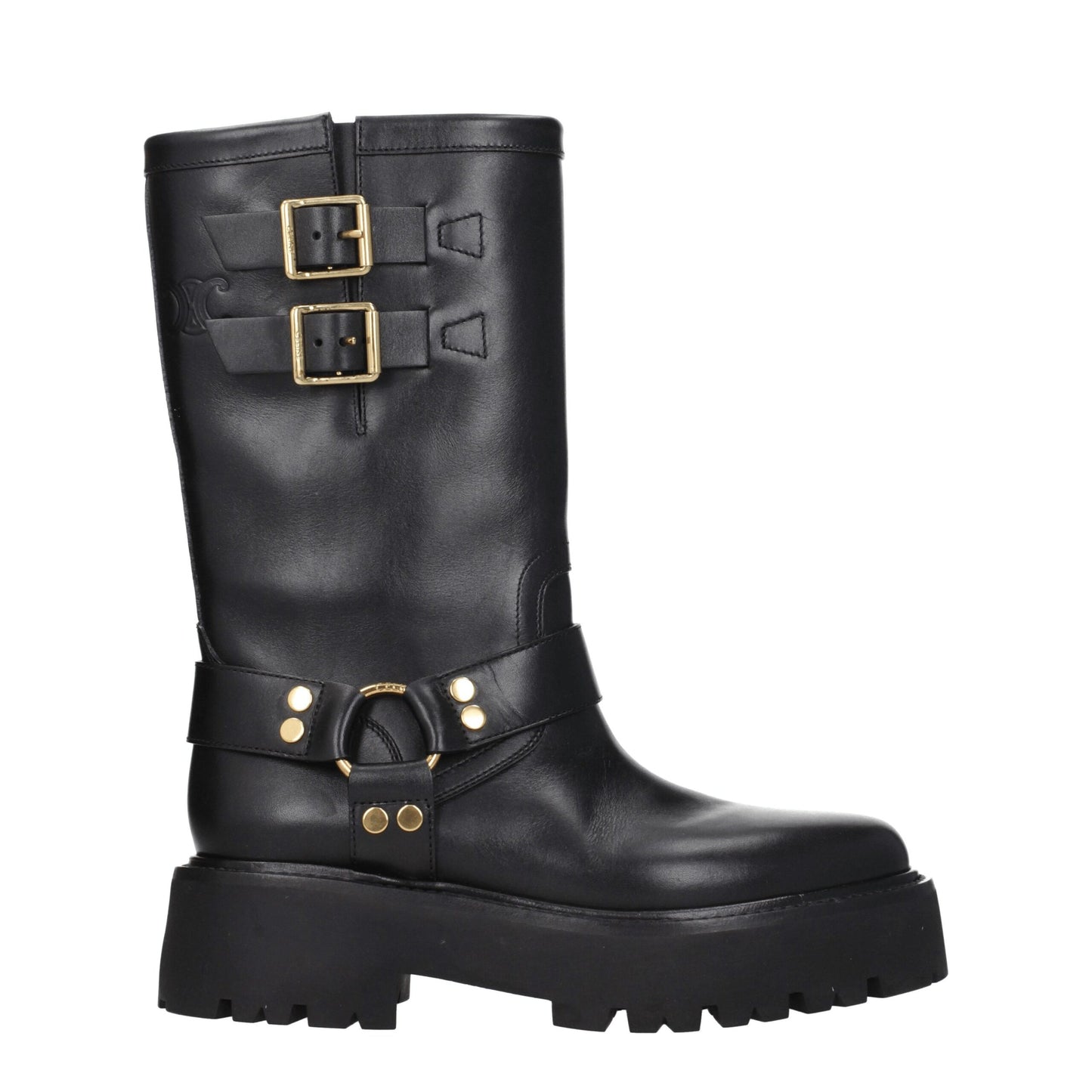 Gold Leather Ankle Boots