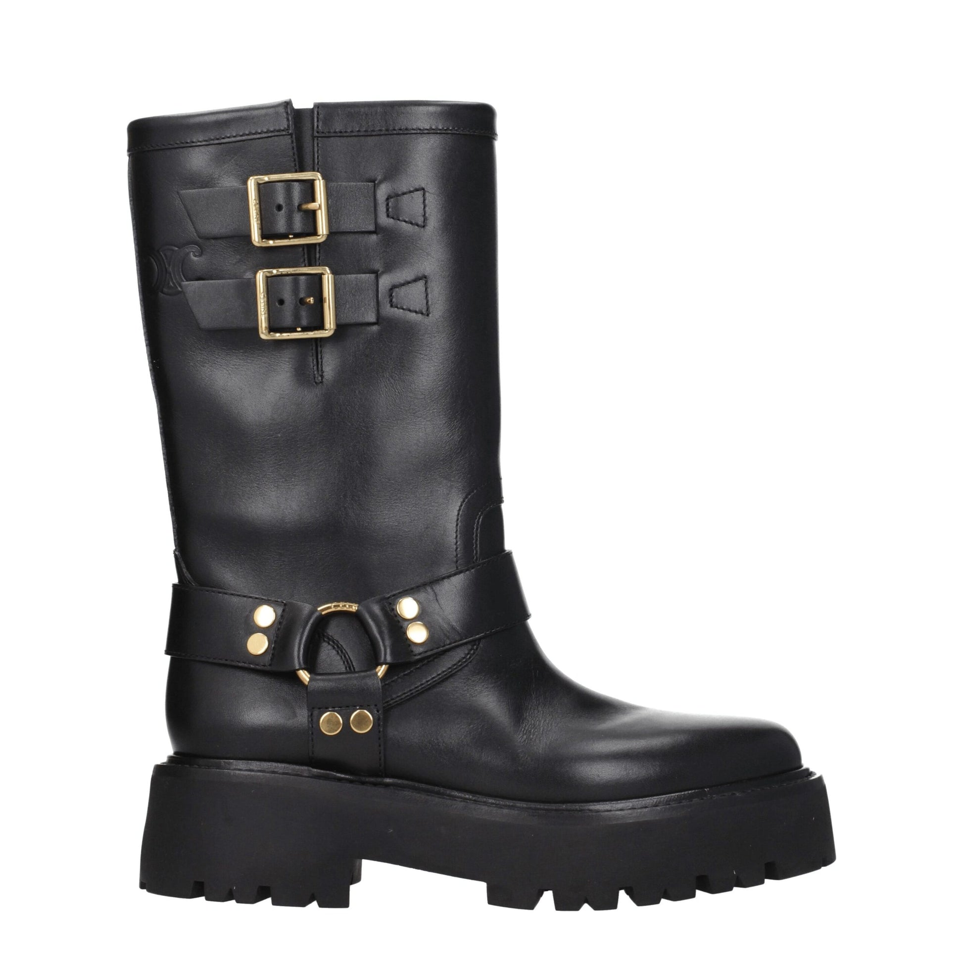 Gold Leather Ankle Boots