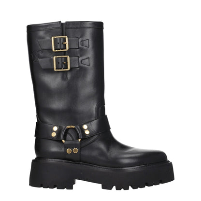 Gold Leather Ankle Boots