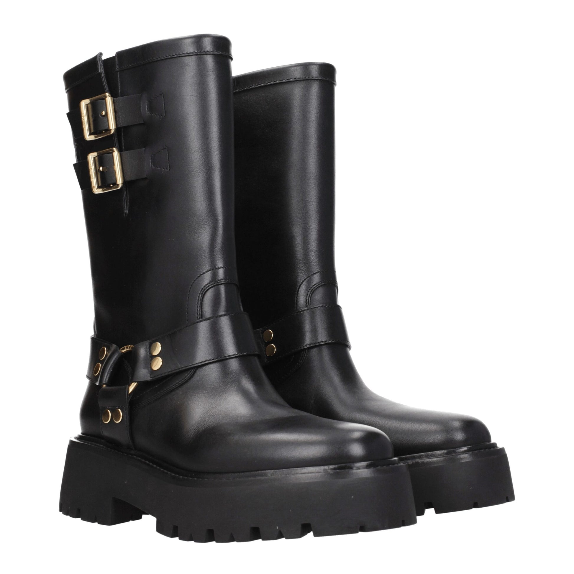Gold Leather Ankle Boots