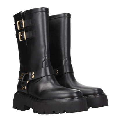 Gold Leather Ankle Boots
