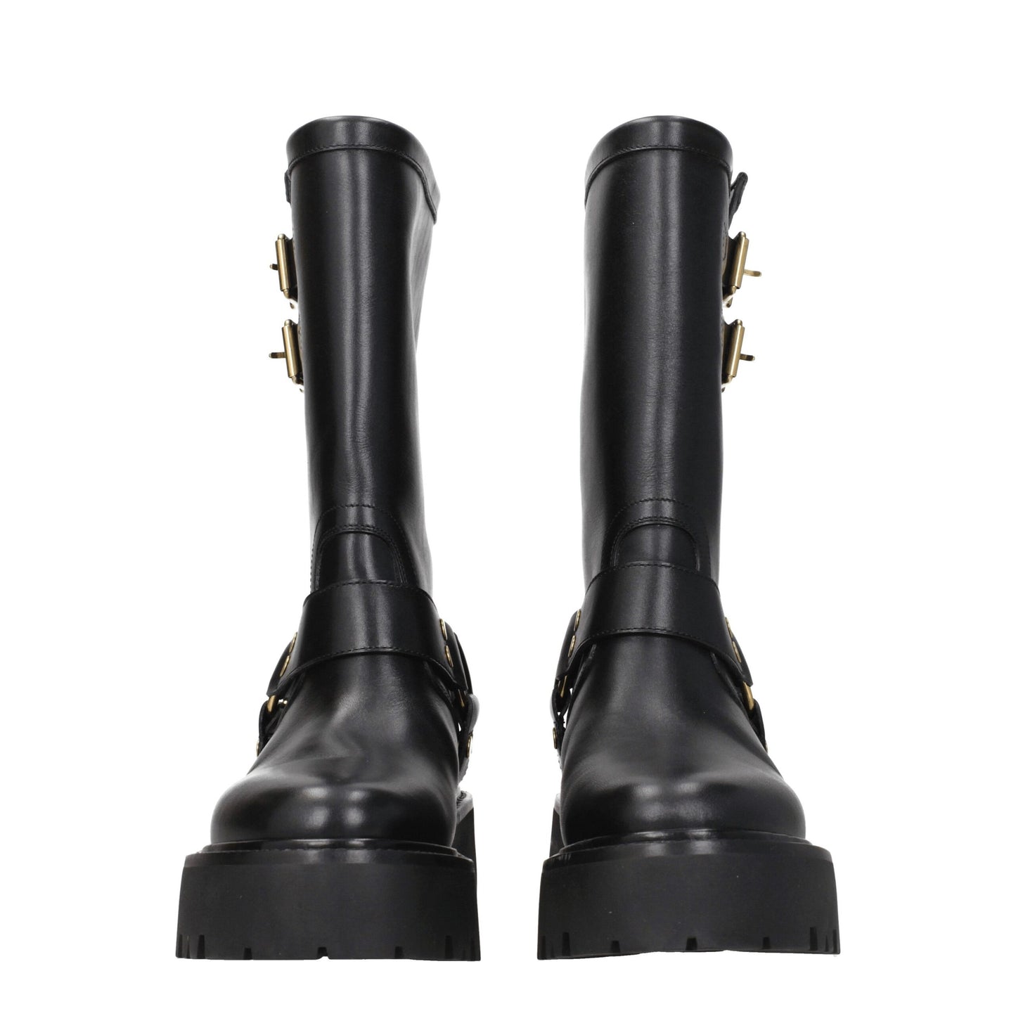 Gold Leather Ankle Boots