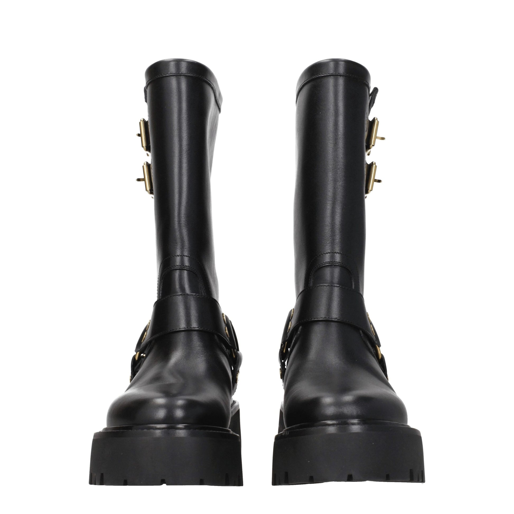 Gold Leather Ankle Boots