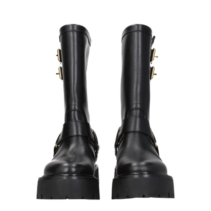 Gold Leather Ankle Boots