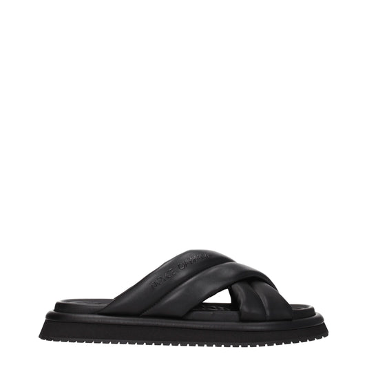 Black Leather Slipper