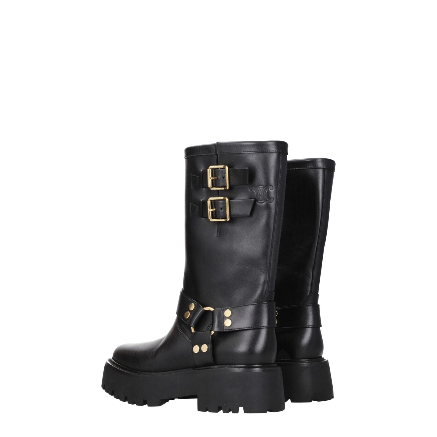Gold Leather Ankle Boots
