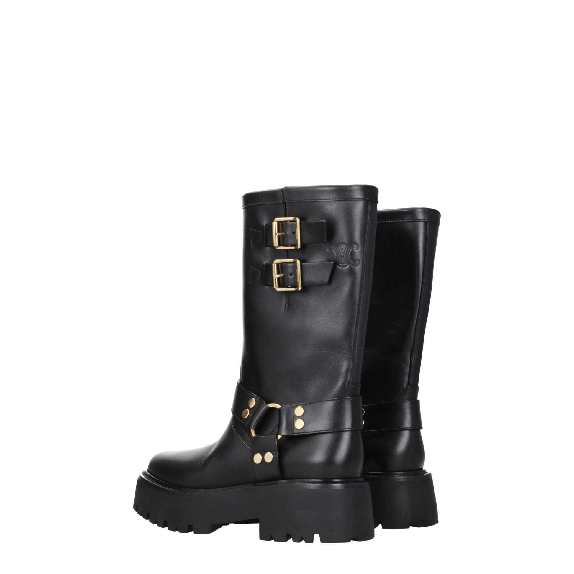 Gold Leather Ankle Boots
