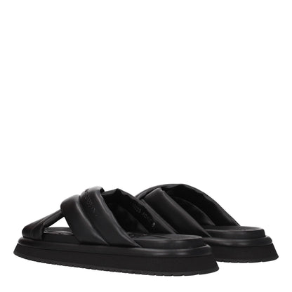 Black Leather Slipper