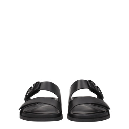 Black Leather Slipper