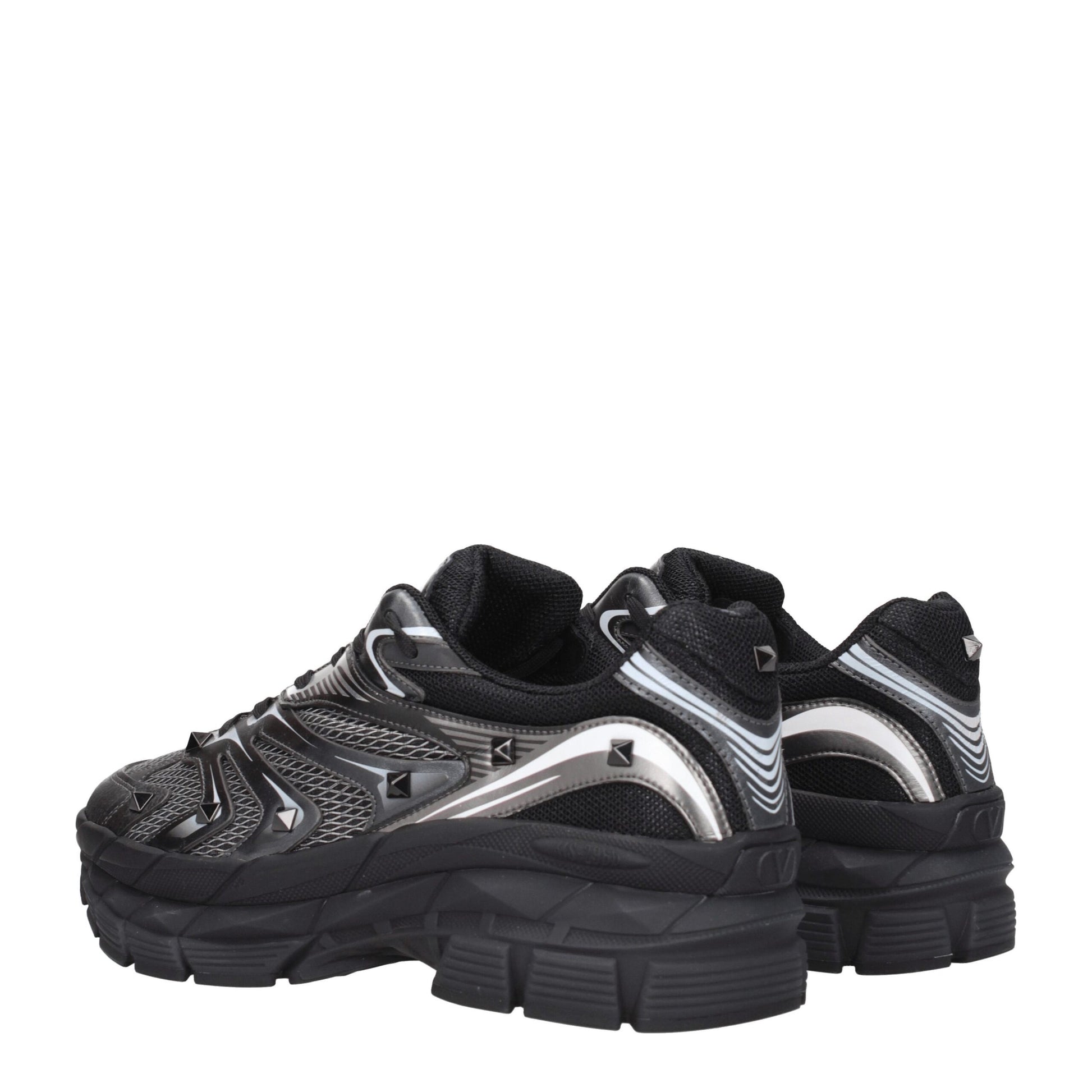 Black Fabric Athletic Sneakers