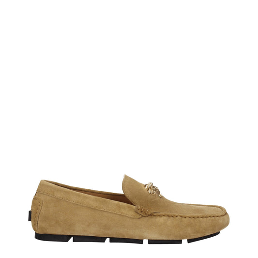 Beige Leather Slip-On Loafers