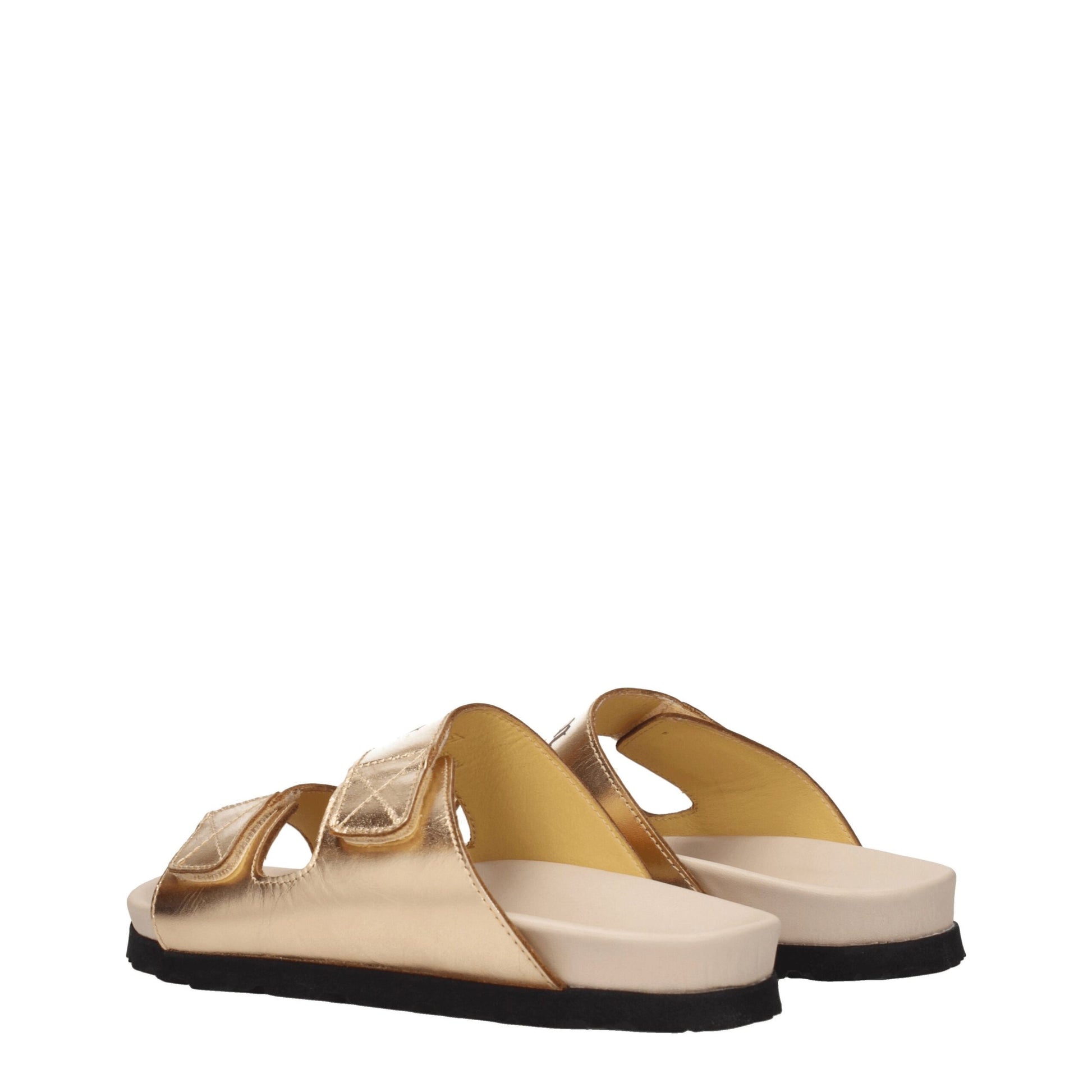 Gold Leather Slippers Sandals