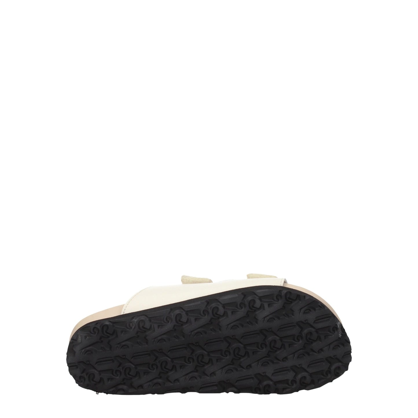 Beige Leather Flat Sandals