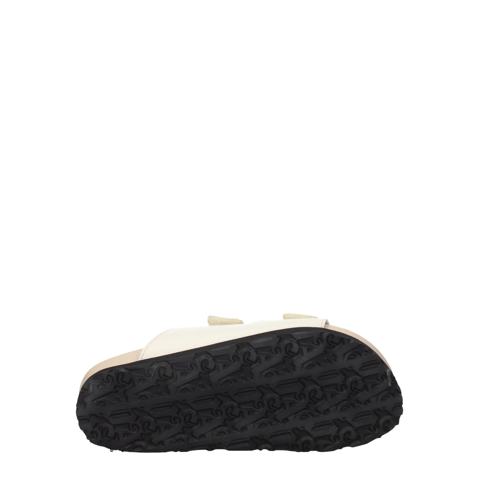 Beige Leather Flat Sandals