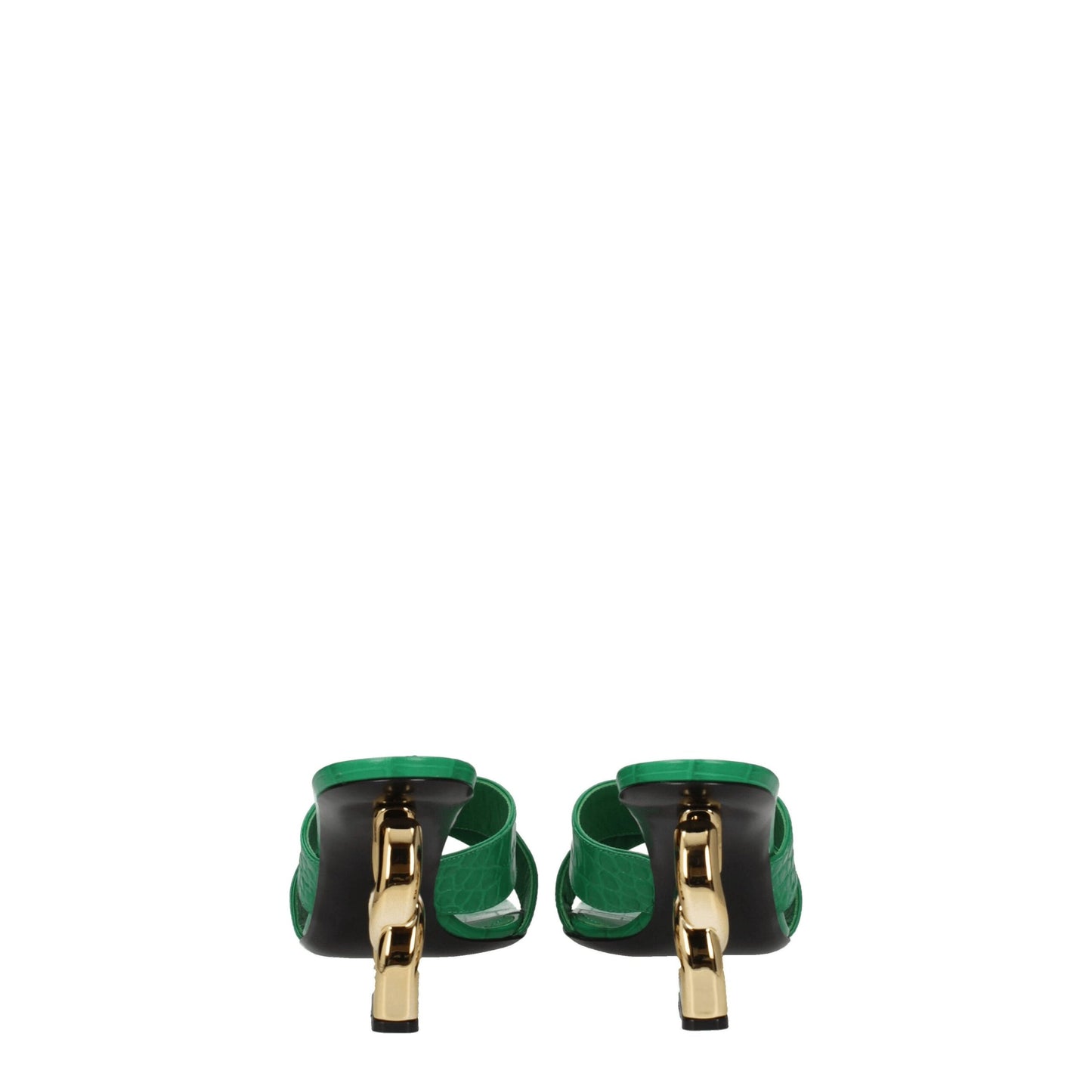 Green Leather Flat Sandals