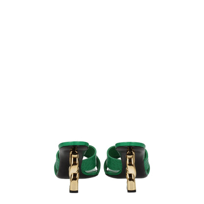 Green Leather Flat Sandals