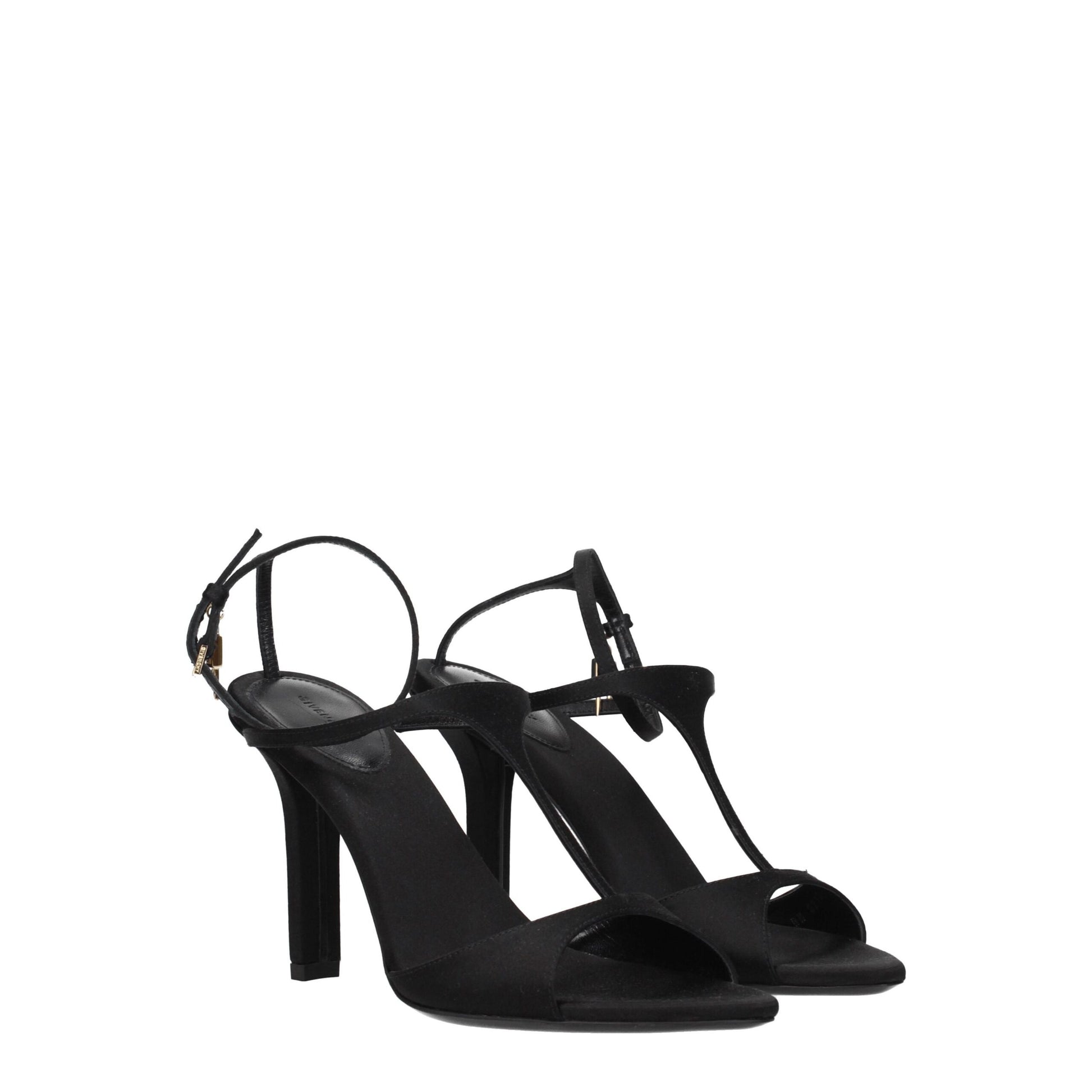 Black Satin Stiletto Heels Sandals