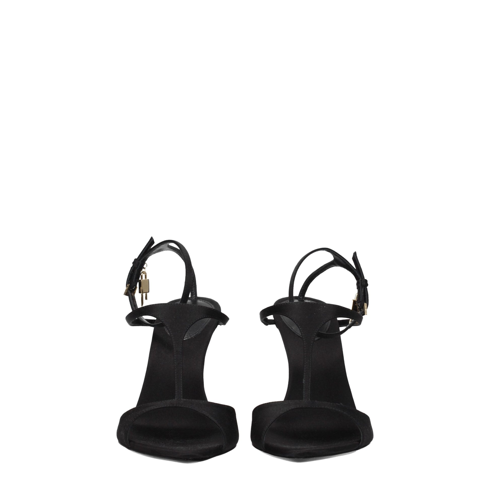 Black Satin Stiletto Heels Sandals
