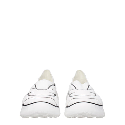White Fabric Sneakers