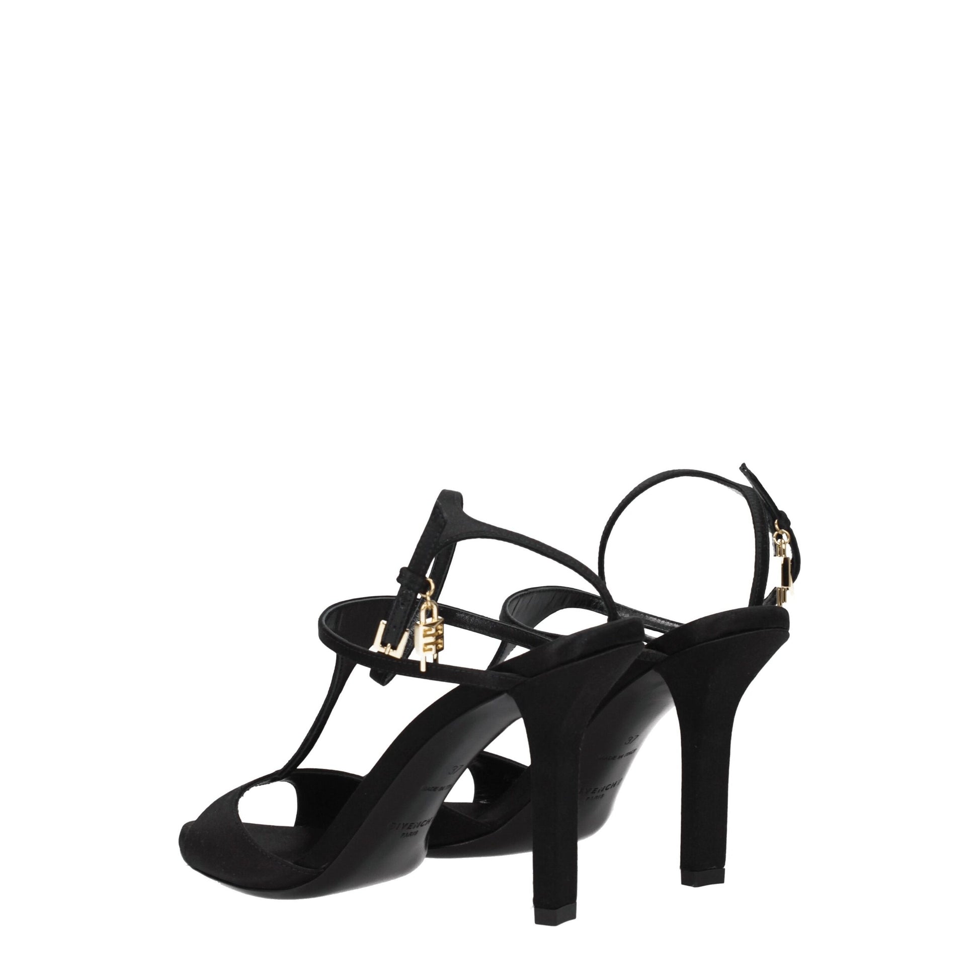 Black Satin Stiletto Heels Sandals