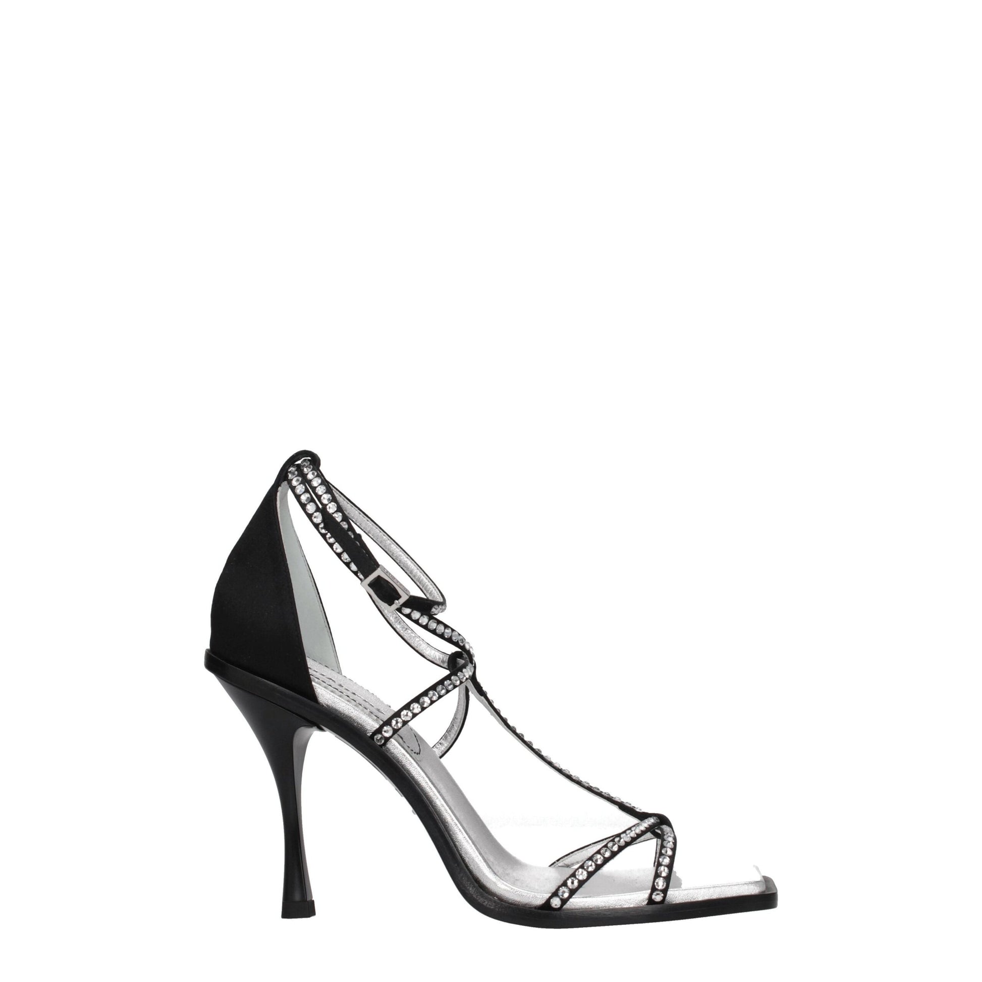 Black Satin Stiletto Heels Sandals