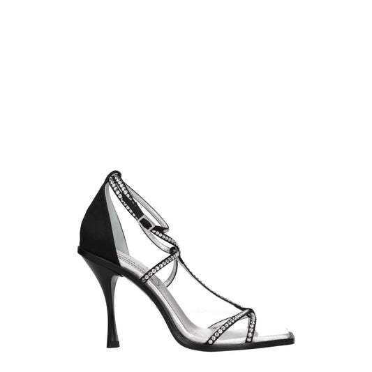 Black Satin Stiletto Heels Sandals
