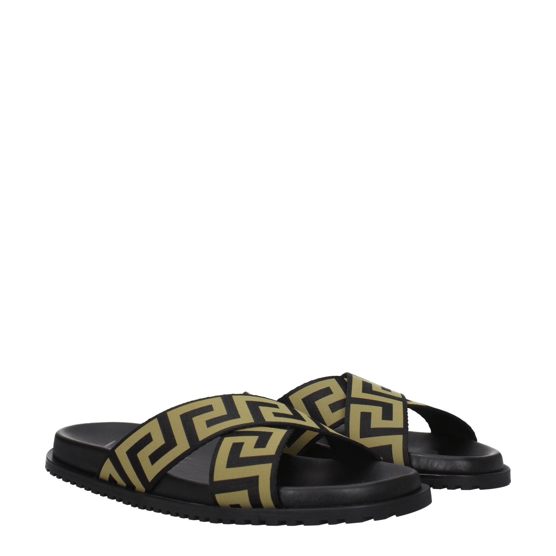 Black Fabric Slippers Sandals