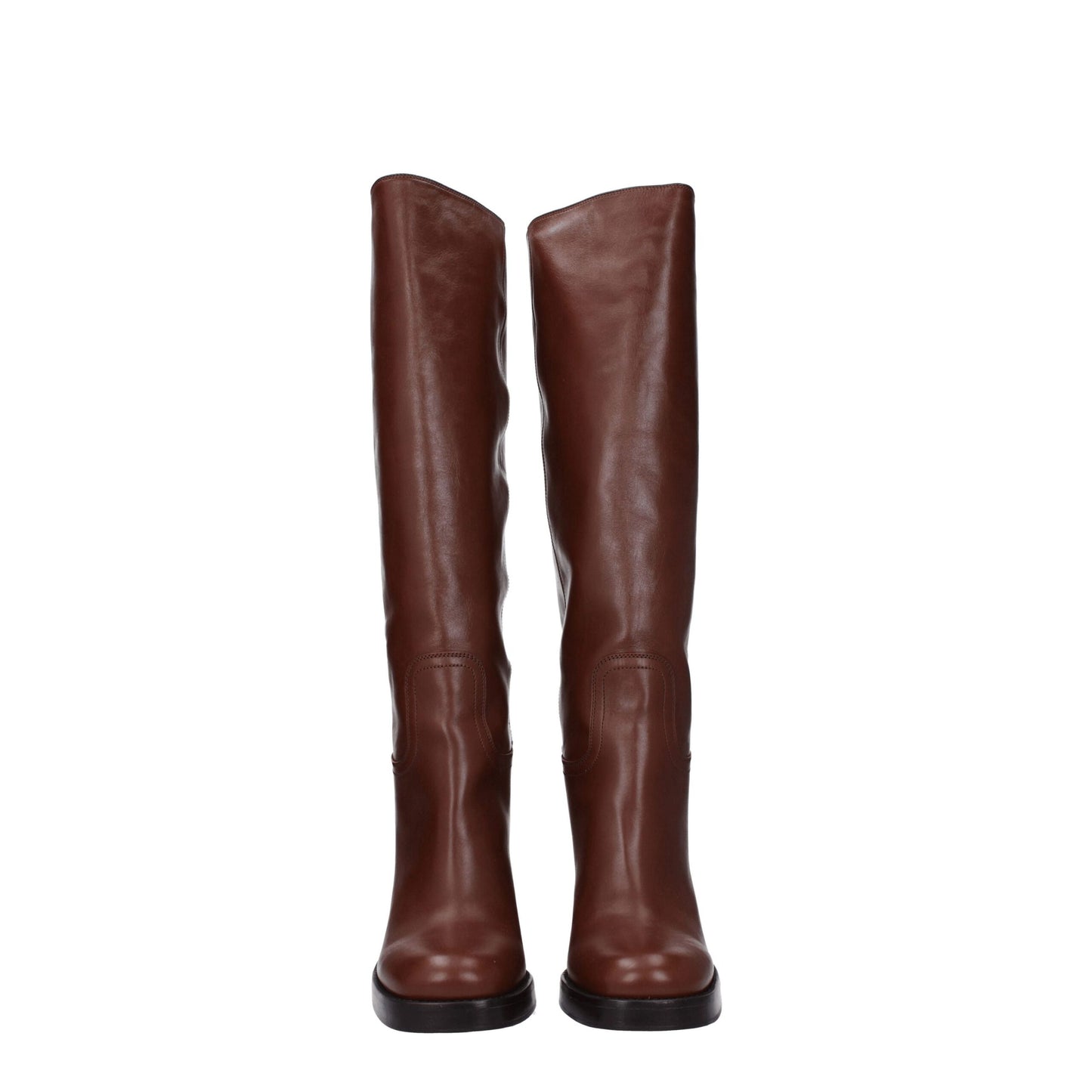 Brown Leather High Heel Boots