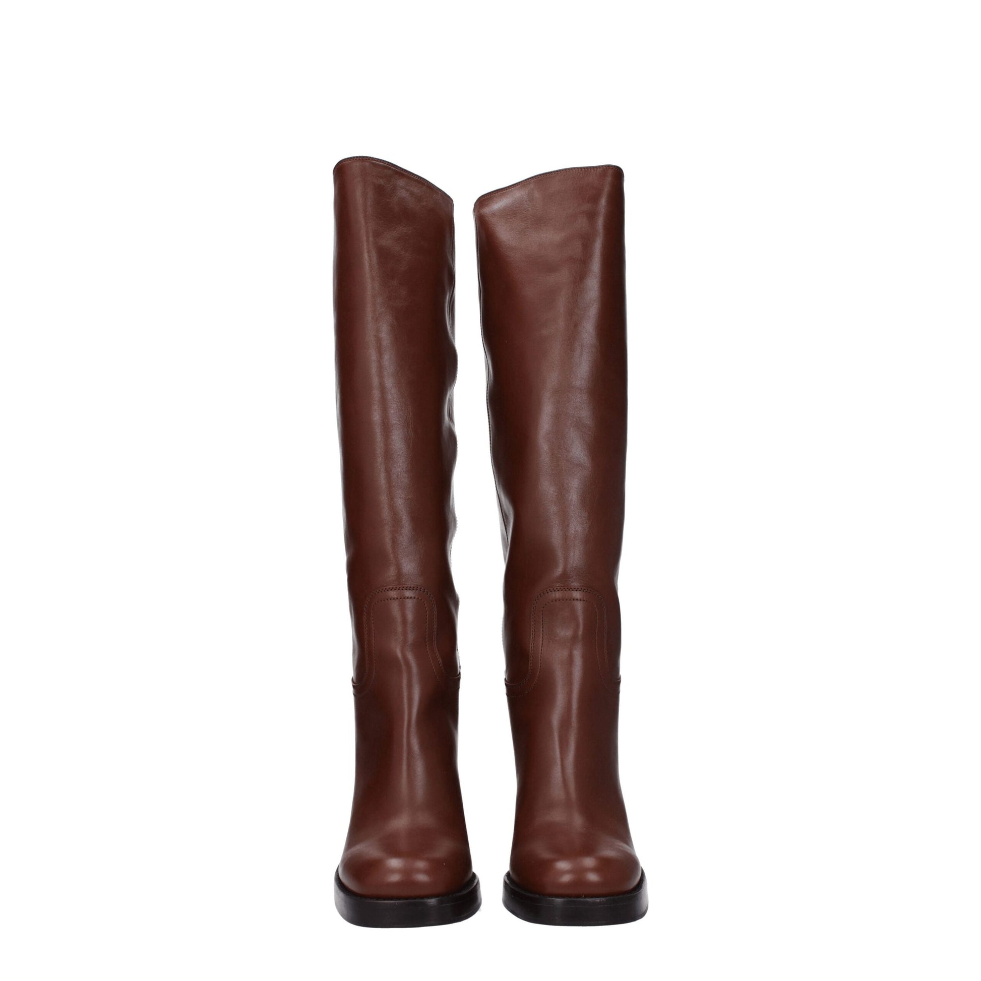 Brown Leather High Heel Boots